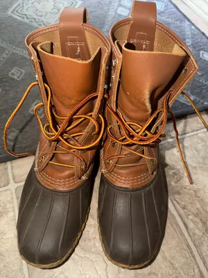 L.L. Bean Two-Tone Brown Leather and Dark Brown Women’s 8”Boots thumbnail 1
