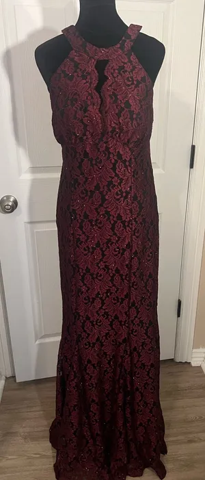 Fancy formal glitter wedding guest dress Red Size M thumbnail 1