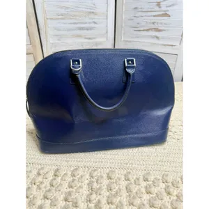 FIORE Women's Saffiano Leather Classic Dome Satchel Bag Made in Italy Navy thumbnail 4