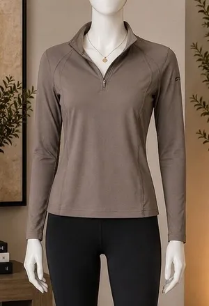 Spyder Women Quarter Zip Pullover Athletic Performance Baselayer Taupe XS thumbnail 1