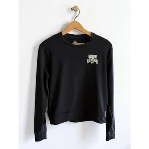 Under Armour Womens Rival Fleece Crewneck Sweatshirt Black‎ Graphic Logo Small thumbnail 2