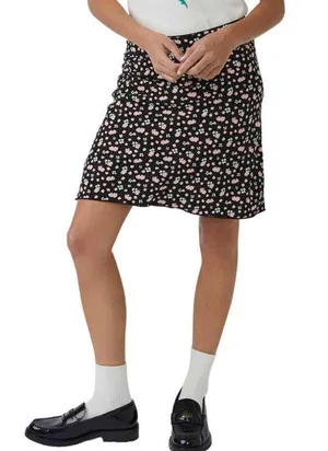 Free People New ​IRL Floral Print Slip Skirt Black Pink Combo Size 8 thumbnail 5