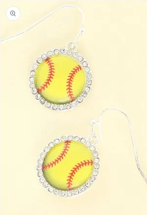 Gameday Softball Dangle Earrings Yellow thumbnail 1
