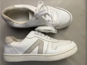 MIA Size 9M Krew Court White and Cement (Tan) Low-Top Leather Sneakers thumbnail 3