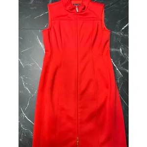 Tommy Hilfiger Dress Womens 12 Coral Red Sleeveless Gold Zip Mini Beltless EUC thumbnail 6