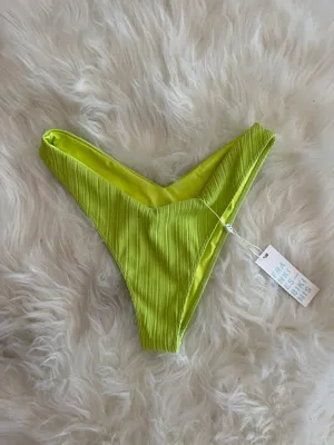 Frankies Bikinis Enzo Plissé Cheeky Bikini Bottom Kiwi Green L thumbnail 3