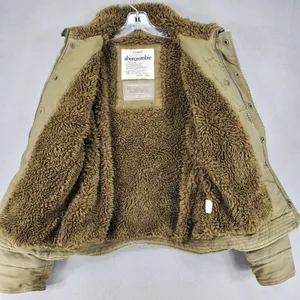 Abercrombie Adirondack Jacket Womens XL Green Sherpa Lined Canvas Coat Army‎ thumbnail 2