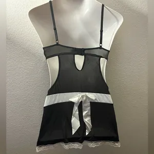 Rampage Intimates Sexy Elegant Maid Cosplay Black & White Lace Lingerie L thumbnail 3