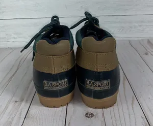 Vintage B.A. Sport weatherproof low top duck rain boots womens size 9 black/green/tan. Insoles of Dupont, Thermolite performance insulation thumbnail 5