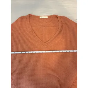 We The Free Thermal Waffle Knit Oversized V-Neck Top Small thumbnail 5