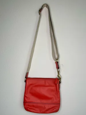 Coach Purse Park Leather Swingpack Crossbody Poppy Red Coral Turnlock Leather thumbnail 3