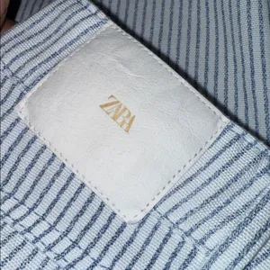 Zara Blue and White Striped Straight Leg Jeans thumbnail 5