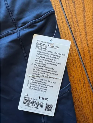 Lululemon Fast & Free With Pockets High Rise 25” True Navy Size 18 NWT thumbnail 4