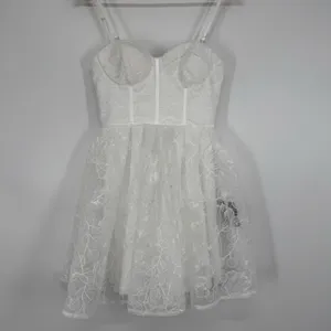 Lulus Tulle Mini Dress Embroidered Strapless Size XS Floral Bachelorette Bridal thumbnail 2