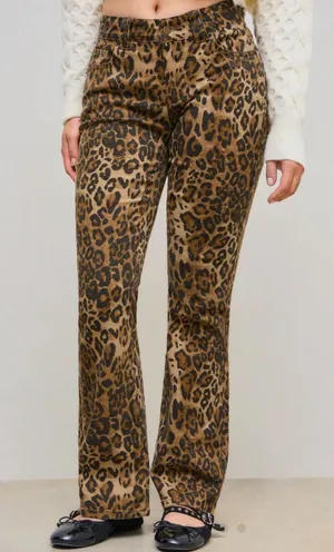 Leopard Print Flare Jeans Multi Size 4 thumbnail 3