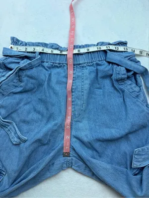 Tgla Paperbag Waist Denim Cargo Jogger Pants Tie Belt thumbnail 7