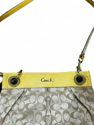 Coach Signature Yellow & White Shoulder Bag thumbnail 3