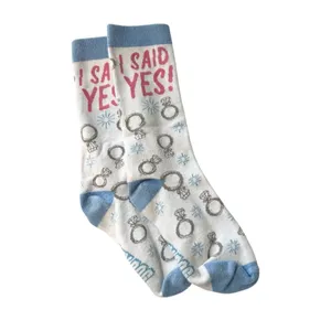 Womens I Said Yes Socks White and Blue Engagement Wedding Bride Gift thumbnail 2