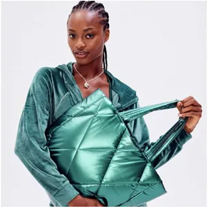 Victoria's‎ Secret Puffer Tote Metallic Teal Green Quilted Bag Blue Green NEW thumbnail 3