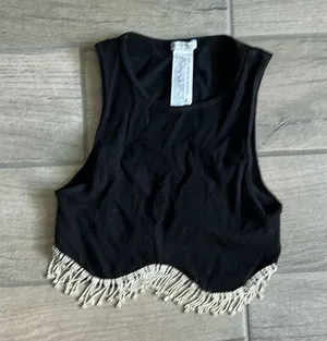 Zara rhinestone trim crop top thumbnail 1