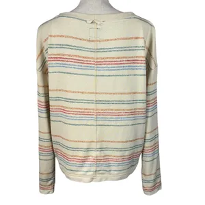 PrAna Medium Cozy Up Suncation Top Striped Long Sleeves Stretch Boat Neck Pocket thumbnail 4