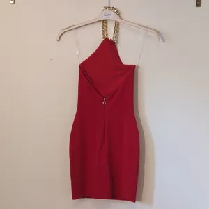 NWT Nookie Sz XS Scandal Red Halter Chain Scuba Mini Party Cocktail Dress Sexy thumbnail 4