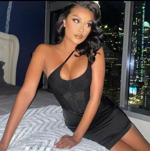 UNBRANDED Black Double One Shoulder Strap Rhinestone Mini Corset Slip Dress thumbnail 1