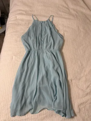 Lush Clothing Sky Blue Girls' Halter Chiffon Dress thumbnail 3