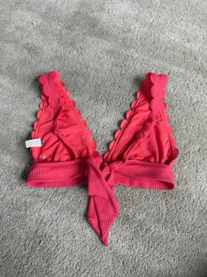 Aerie Pink Scalloped Triangle Bikini Top – Size Medium thumbnail 3