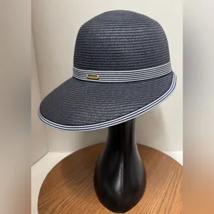Lands’ End Women’s Facesaver Navy Sunhat READ Description !!! thumbnail 2