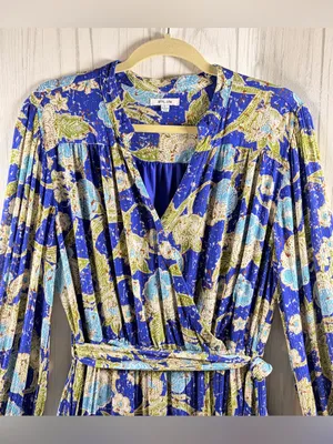 BTFL-LIFE Anniki Floral Long-Sleeve Maxi Faux Wrap Dress, Large thumbnail 3