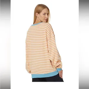 NWOT Free People We The Free Women’s Classic Striped Crew Latte Combo Sz L thumbnail 6