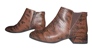 Franco Sarto Nico Brown‎ Faux Leather Snake Skin Ankle Bootie Women's Size 8 thumbnail 1