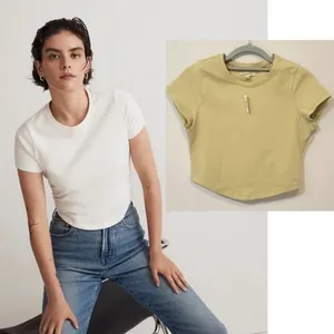 Madewell Ladies Crewneck Dart TEE Slight Crop Heavy Weight Olive Size XS thumbnail 2
