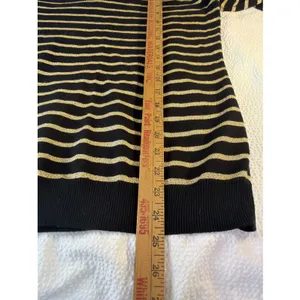 Lauren Ralph Lauren black gold metallic striped ribbed turtleneck S thumbnail 11