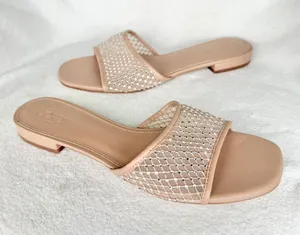 J.Crew Factory Nude Rhinestone Mesh Sparkle Slide Sandals CI954 Sz 10M thumbnail 1