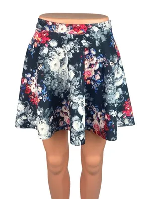 Abercrombie & Fitch Multicolor High Waist Floral Pleated A Line Mini Skirt Sz XS thumbnail 1