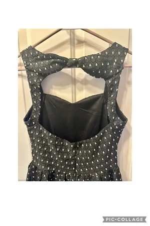 Quinn Black and White Embroidered Back Cutout Mini Dress Small thumbnail 5