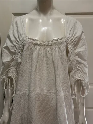 Free People Brynn BohoToo White Textured Long Sleeve Tunic/Blouse S M thumbnail 5