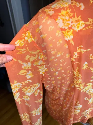 Free People Coral Floral Tie-Front Blouse thumbnail 7