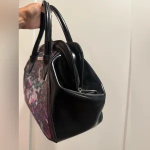 Vintage Charles Jourdan Floral‎ Black Handbag thumbnail 4