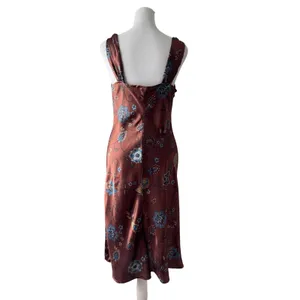 Vintage Y2K Faith Love Passion Brown Floral Cowl Neck Sleeveless Midi Dress thumbnail 7