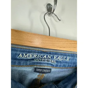 American Eagle Super Stretch X Hi-Rise Blue Denim Jeggings‎ Women's Size 0 Long thumbnail 6