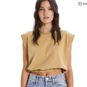 Mother The Swiper‎ Crop Top Bronze Mist Tan Size Small Elastic Band Sleeveless thumbnail 3