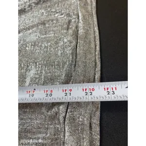 Anthropologie Silver Metallic Faux Wrap Blouse Long Sleeve Shimmer Top XS Party thumbnail 5
