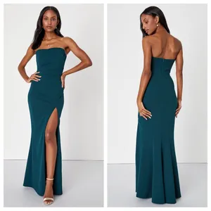 Lulu's Marvelous Entrance Emerald Green Pleated Strapless Maxi Dress thumbnail 2