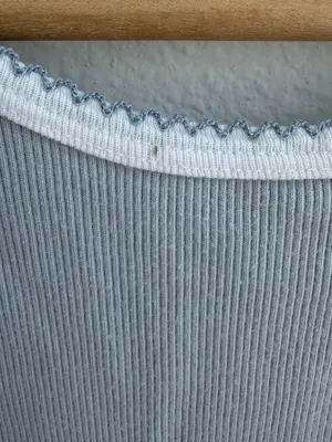 Brandy Melville light Blue Ribbed Contrast Trim Tank Top 100% Cotton thumbnail 8
