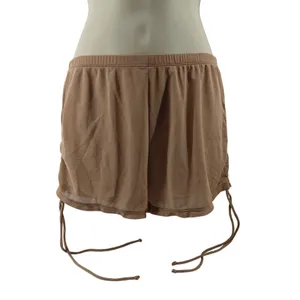 Sheer Mesh Beach Shorts Drawstring Swim Cover Up Beige Nude Womens Small thumbnail 2