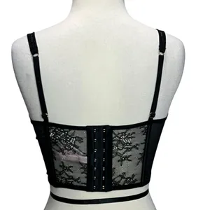 Victorias Secret Dream Angels Corset Top Womens M Black Unlined Lace Up Romantic thumbnail 3