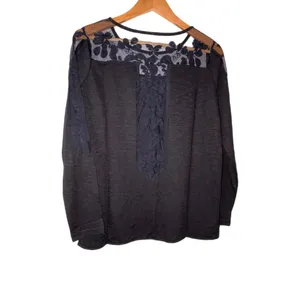 Free People Lace Inset Mesh Top Black Small thumbnail 6